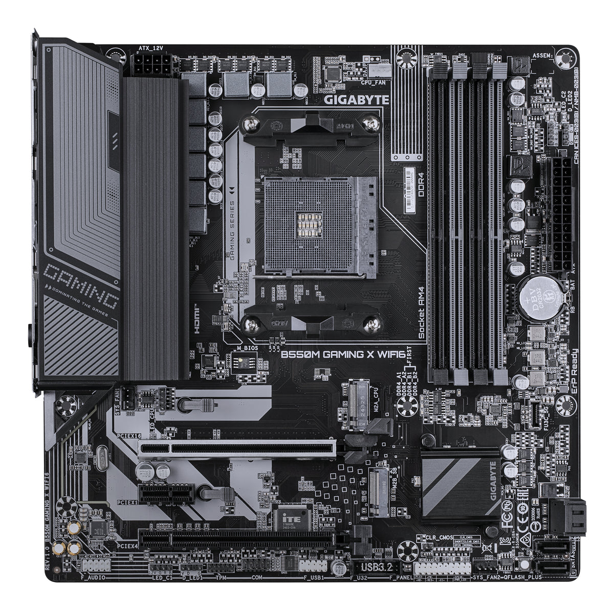 GIGABYTE B550M GAMING X WIFI6 Mainboard – AMD Ryzen 5000 Prozessoren, 5+3 Phasen VRM, bis zu 3200 MHz DDR4, 1x PCIe 4.0 + 1x PCIe 3.0 M.2, Wi-Fi 6, 1 GbE LAN, USB 3.2 Gen 1