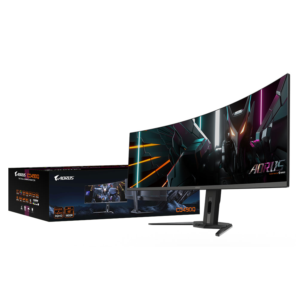 GIGABYTE Gebogener Gaming-Monitor CO49DQ OLED - 5120x1440 (DQHD), 1800R, 144Hz, 0,03ms, KVM, FreeSync Premium Pro, HDMI 2.1