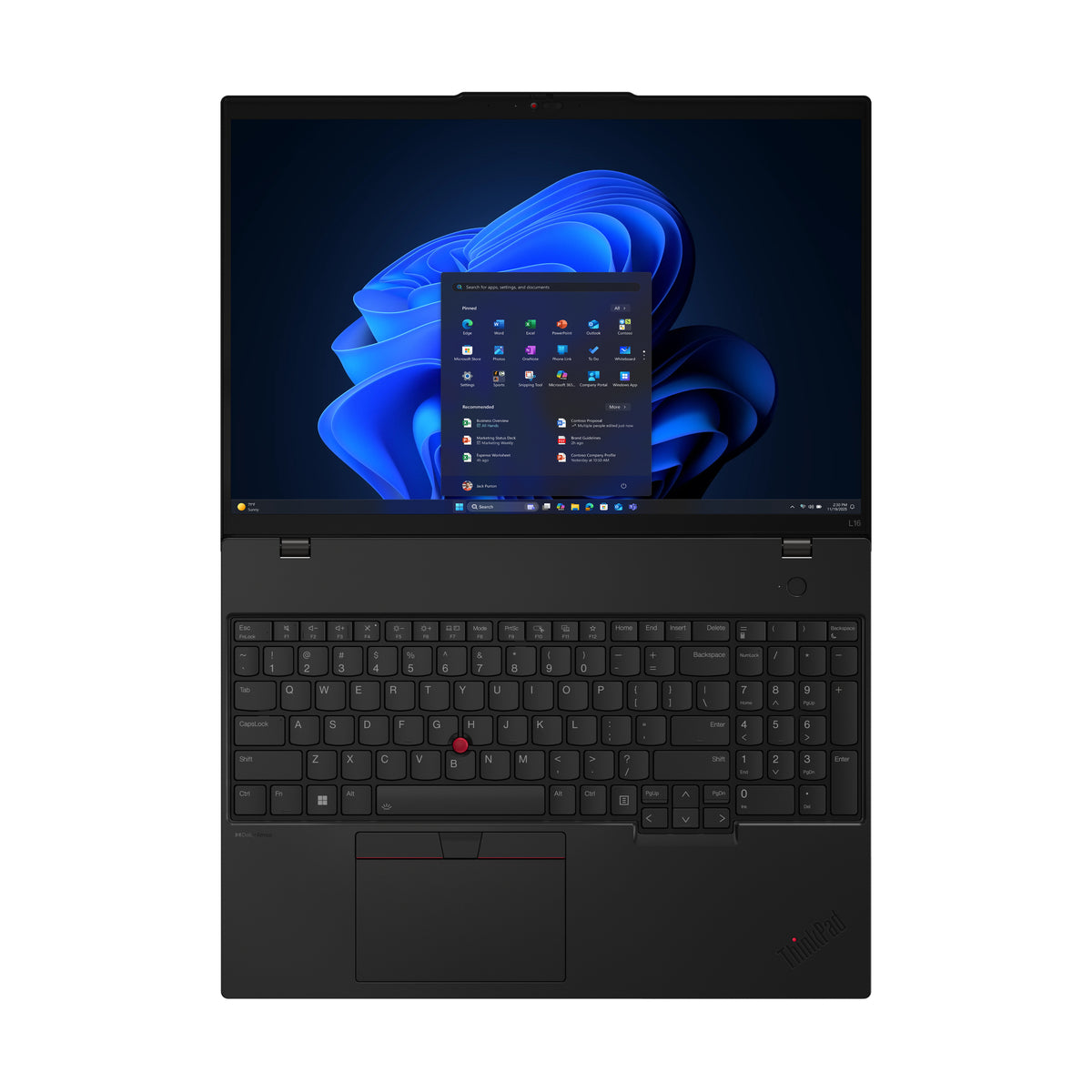 Lenovo ThinkPad L16 Gen 2 (Intel) Intel Core Ultra 7 255U Laptop 40,6 cm (16") WUXGA 32 GB DDR5-SDRAM 1 TB SSD Wi-Fi 6E (802.11ax) Windows 11 Pro Deutsch Schwarz