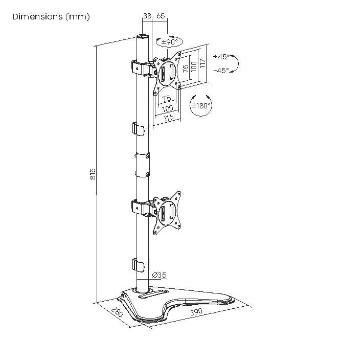 Equip 17"-32" Dual-Vertikal-Monitor-Tischständer