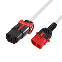 Cavo di alimentazione ACT C13 - C14 Dual IEC LOCK bianco 2 m