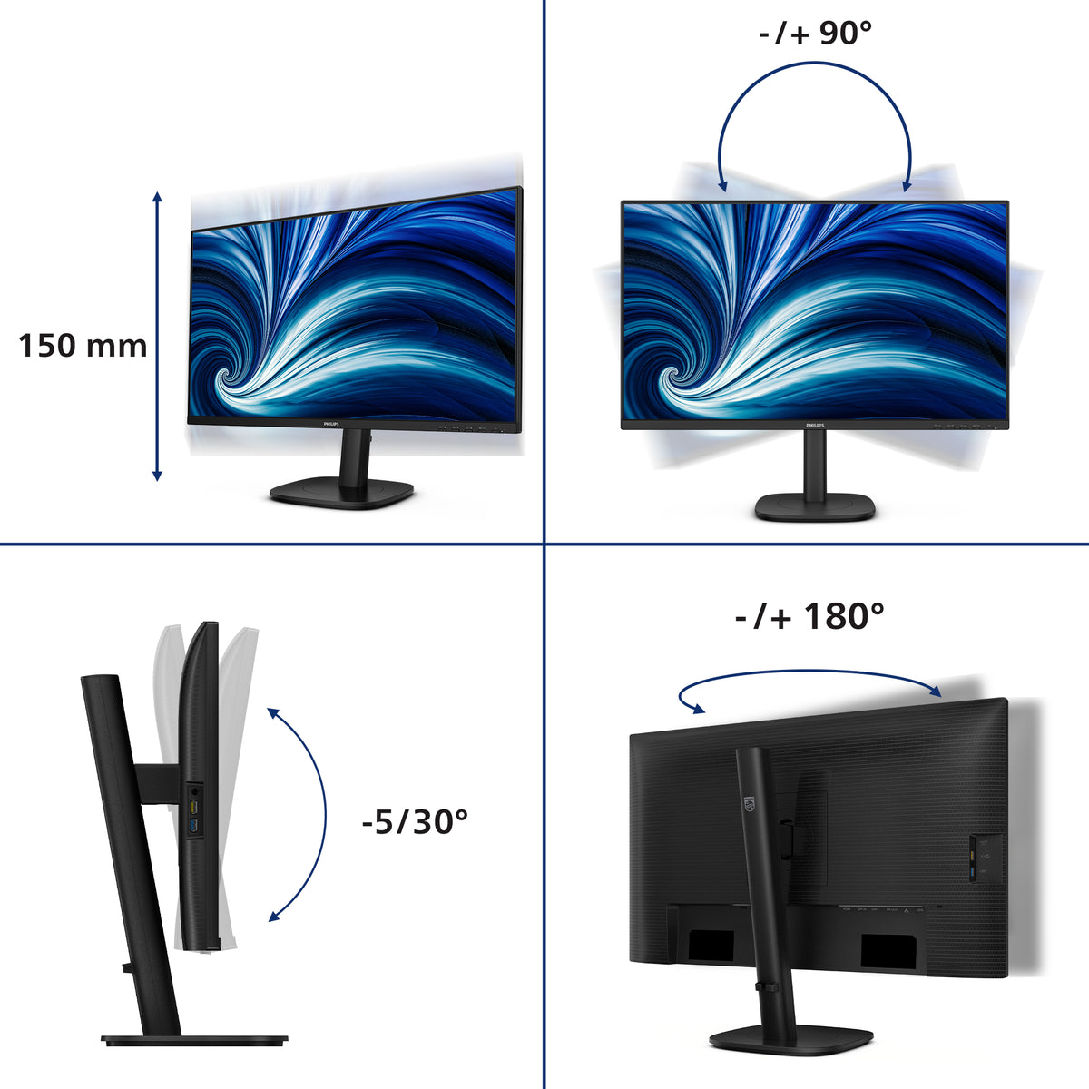 Philips 3000 series 27B2U3601/00 Computerbildschirm 68,6 cm (27") 2560 x 1440 Pixel Quad HD LCD Schwarz
