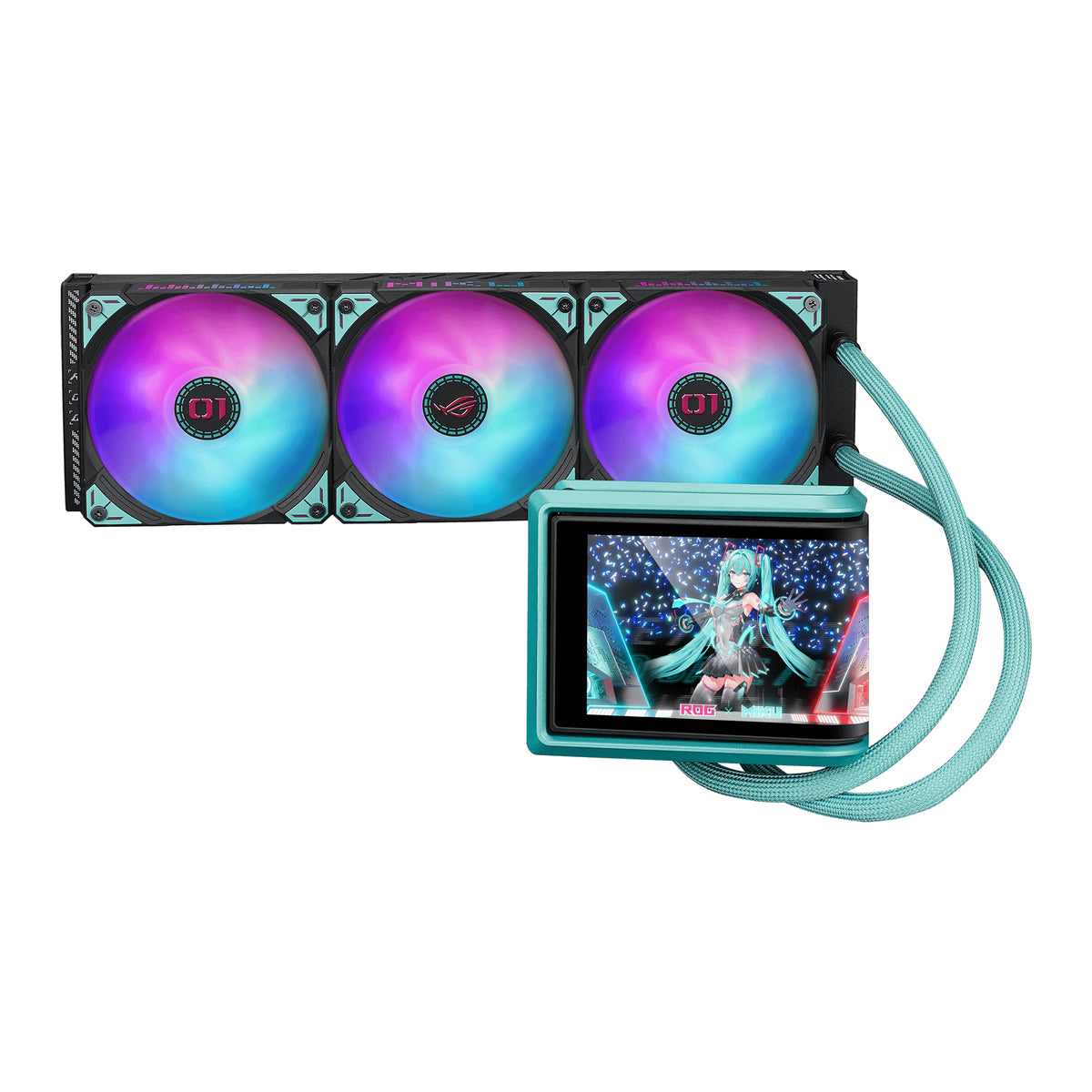 ASUS ROG RYUO IV 360 ARGB Hatsune Miku Edition Prozessor All-in-One-Flüssigkeitskühler 12 cm Schwarz, Türkis
