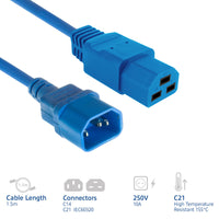 Cavo di alimentazione ACT C14 - C21 IEC60320 blu 1,5 m
