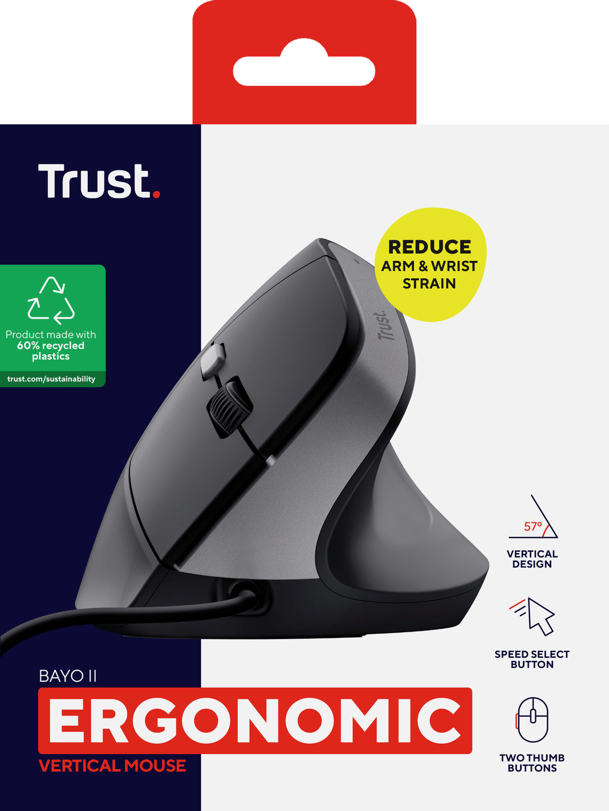 Trust Bayo II Maus rechts USB Typ-A 2400 DPI