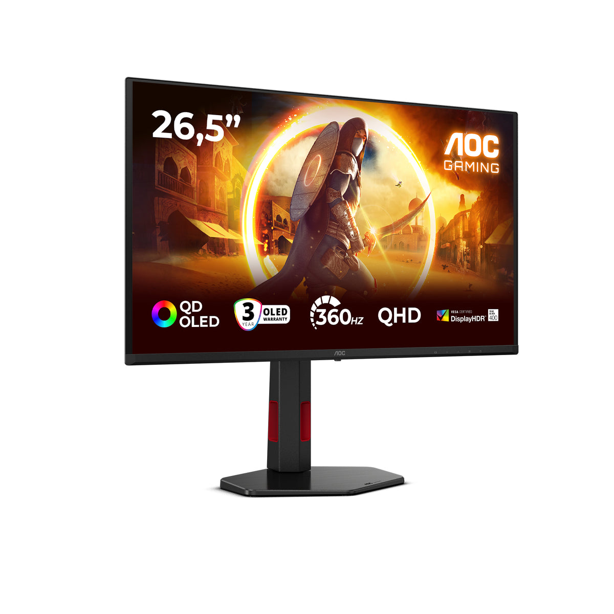 AOC G4 Q27G4SDR Computerbildschirm 67,3 cm (26.5") 2560 x 1440 Pixel Quad HD QD-OLED Schwarz, Rot
