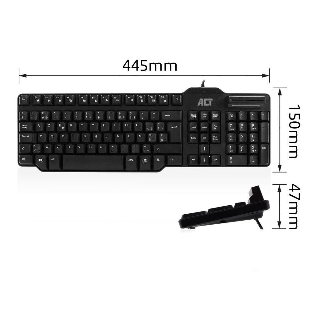 ACT Kabelgebundene Tastatur mit Smartcard-Leser (Azerty/BE-Layout)