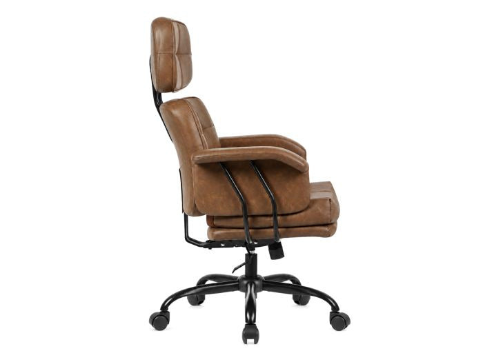 Equip 651021 Ergonomischer Chefsessel, gepolsterte Armlehnen, Butterfly-Mechanismus, verchromtes Fußkreuz, höhenverstellbar, 360° drehbar, braun