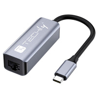 Techly IDATA USB-ETGIGA-CA laptop-dockingstation & portreplikator Kabelgebunden USB 3.2 Gen 1 (3.1 Gen 1) Type-C Schwarz, Silber