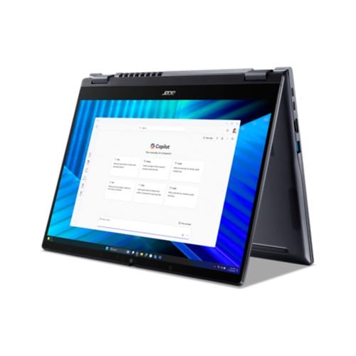 Acer TravelMate TMP414RN-55-TCO-70BB Intel Core Ultra 7 255U Hybrid (2-in-1) 35,6 cm (14") Touchscreen 2.8K 64 GB DDR5-SDRAM 512 GB SSD Wi-Fi 7 (802.11be) Windows 11 Pro Blau