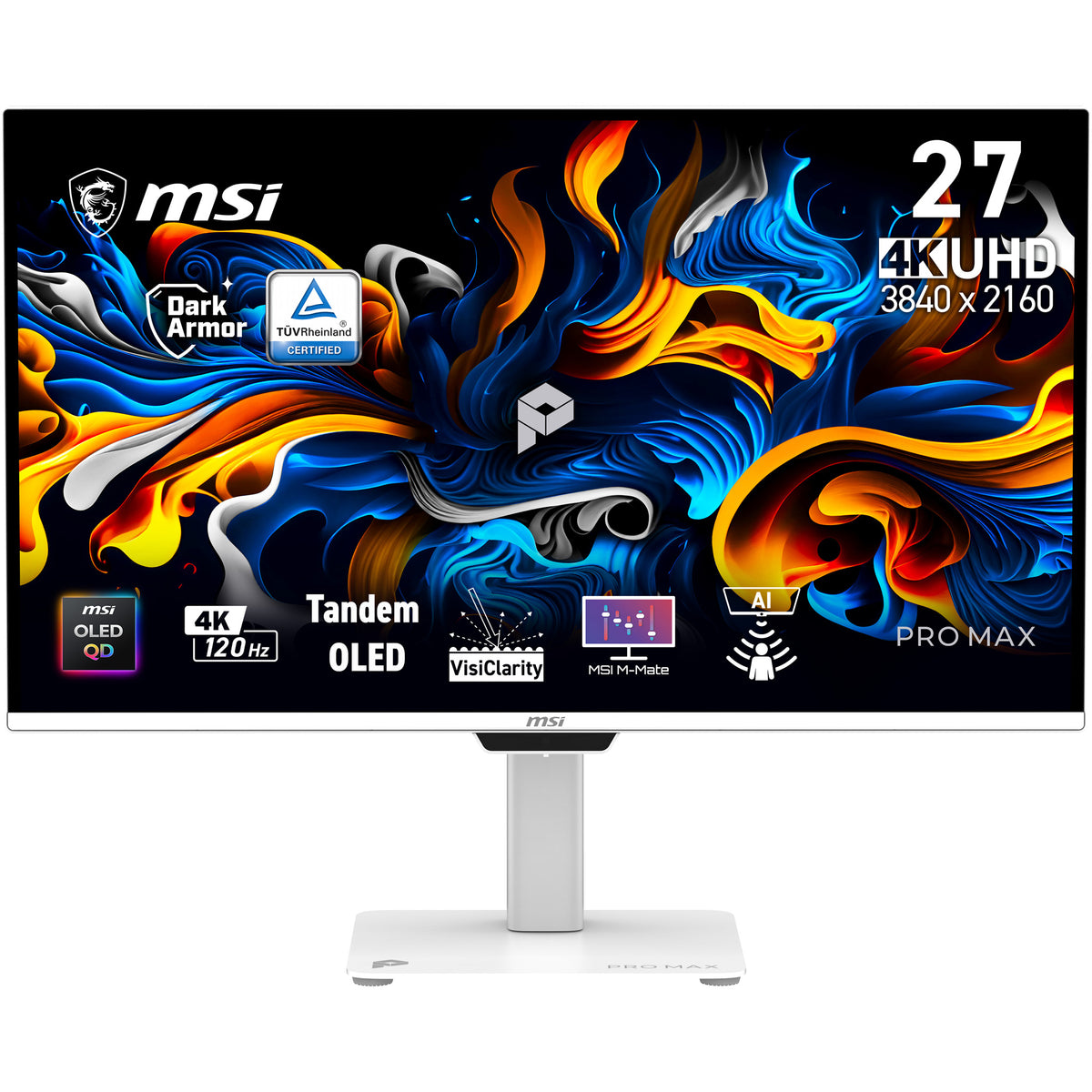 MSI Pro MAX 271UPXW12G Computerbildschirm 67,3 cm (26.5") 3840 x 2160 Pixel UltraWide Full HD QD-OLED Weiß