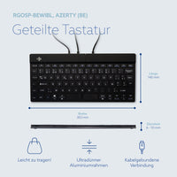 R-Go Tools Ergonomische Tastatur R-Go Split Break v2 mit Pausensoftware, geteilte Tastatur, AZERTY (BE), Kabelgebunden, Schwarz