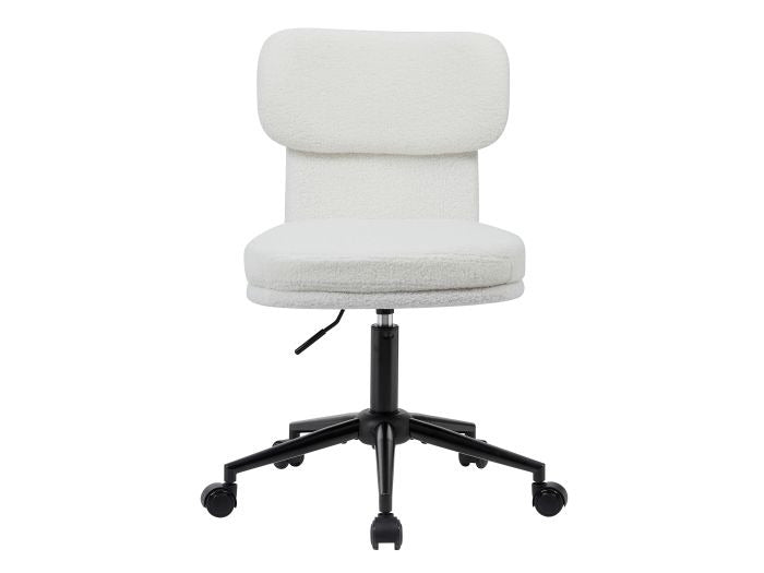Equip 651023 Drehbarer Schreibtischstuhl, gepolsterter Chenille-Stuhl, Home-Office-Stuhl, höhenverstellbar, verchromtes Fußkreuz, Weiß