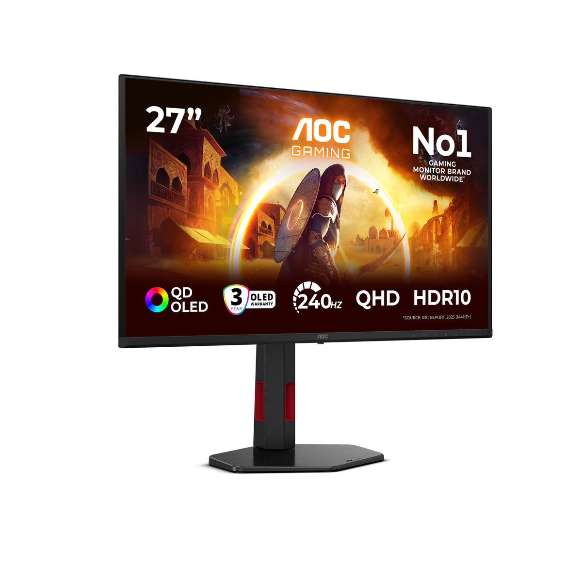 AOC G4 Q27G4ZDRAD Écran d'ordinateur 67,3 cm (26.5") 2560 x 1440 pixels Quad HD OLED Noir, Rouge