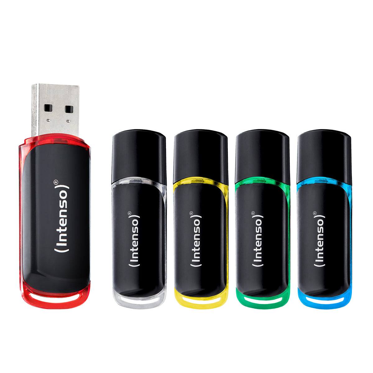 Intenso 3511595 USB-Stick 64 GB USB Typ-A 2.0 Schwarz, Rot, Grün, Transparent, Gelb, Blau