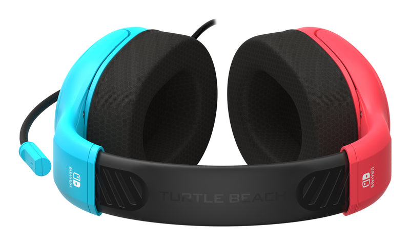 Turtle Beach Airlite Fit Neon Blau und Rot Wired Gaming Headset Offiziell Lizenziert für Nintendo Switch, Lite und OLED – Flip-to-Mute Mic, Over-Ear Premium Komfort