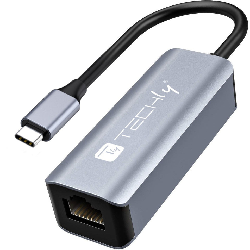 Techly IDATA USB-ETGIGA-CA Laptop Docking Station & Port Replicator Wired USB 3.2 Gen 1 (3.1 Gen 1) Type-C Black, Silver