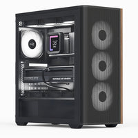 Aerocool D501A Midi Tower Schwarz, Holz