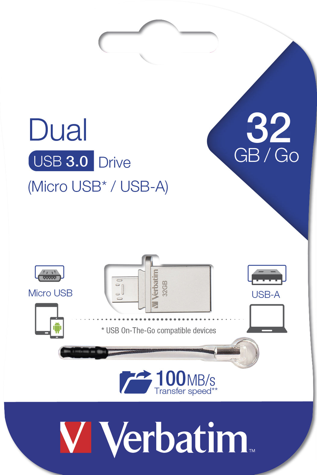 Verbatim Store 'n' Go OTG Micro USB-Stick 32 GB USB Type-A / Micro-USB 3.2 Gen 1 (3.1 Gen 1) Silber