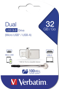 Verbatim Store 'n' Go OTG Micro USB-Stick 32 GB USB Type-A / Micro-USB 3.2 Gen 1 (3.1 Gen 1) Silber