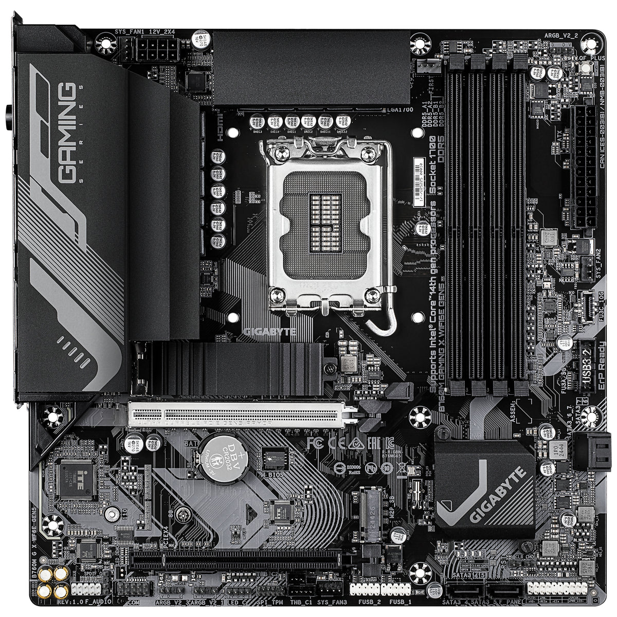 GIGABYTE B760M GAMING X WIFI6E GEN5 Mainboard – Unterstützt Intel Core Prozessoren der 14. Generation, 8+1+1 Phasen VRM, bis zu 5600 MHz DDR5, 2 x PCIe 4.0 M.2, Wi-Fi 6E, 2.5 GbE LAN, USB 3.2 Gen 1