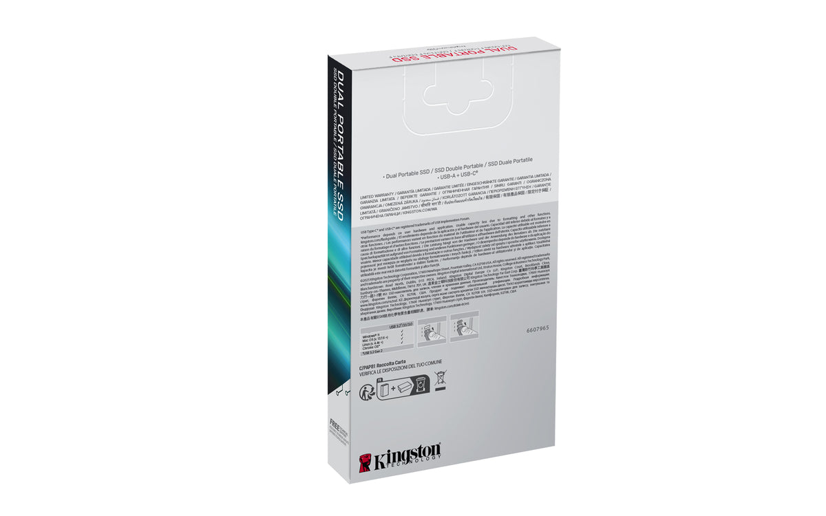 Kingston Technology 2TB Tragbare SSD mit Dual USB-A/C, bis zu 1050MB/s USB 3.2 Gen 2