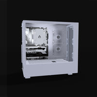 Basecamp Gaming-PC Einsteiger Weiss – 3D-Rendering von der Seite, RGB Kaltweiss