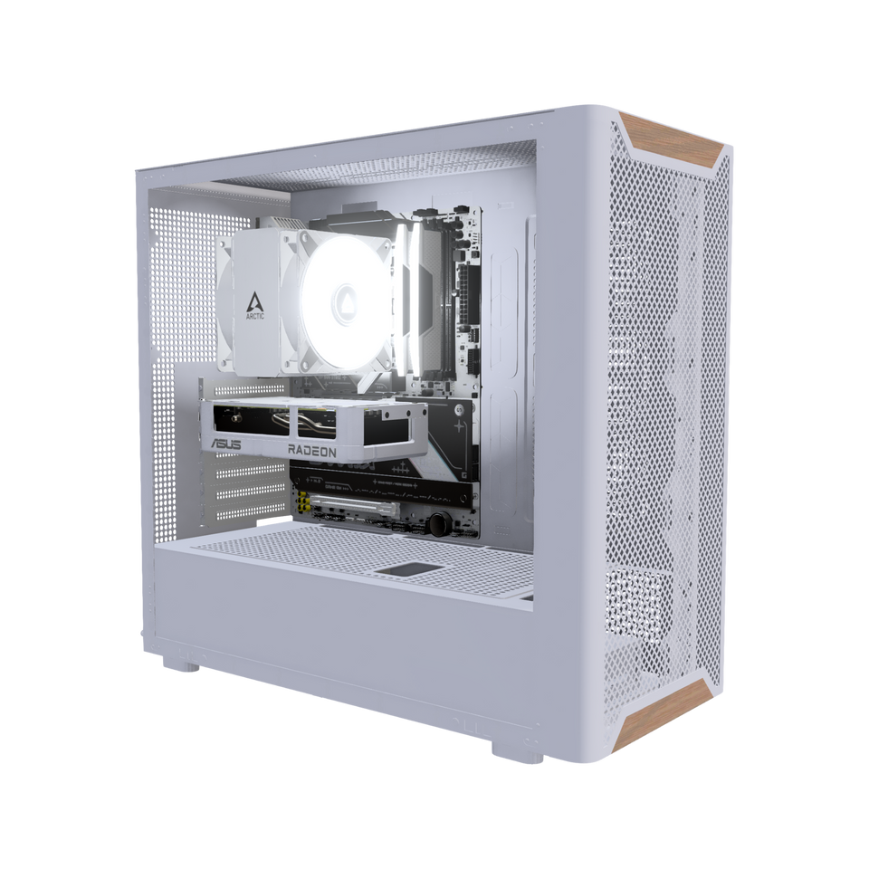 Basecamp Gaming PC Entry White · Ryzen 5 9600X · RX 9060 XT 16 GB