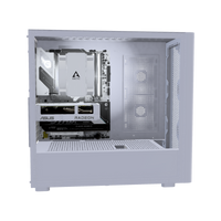 Basecamp PC da gaming Entry Bianco – rendering 3D, vista laterale, RGB bianco freddo