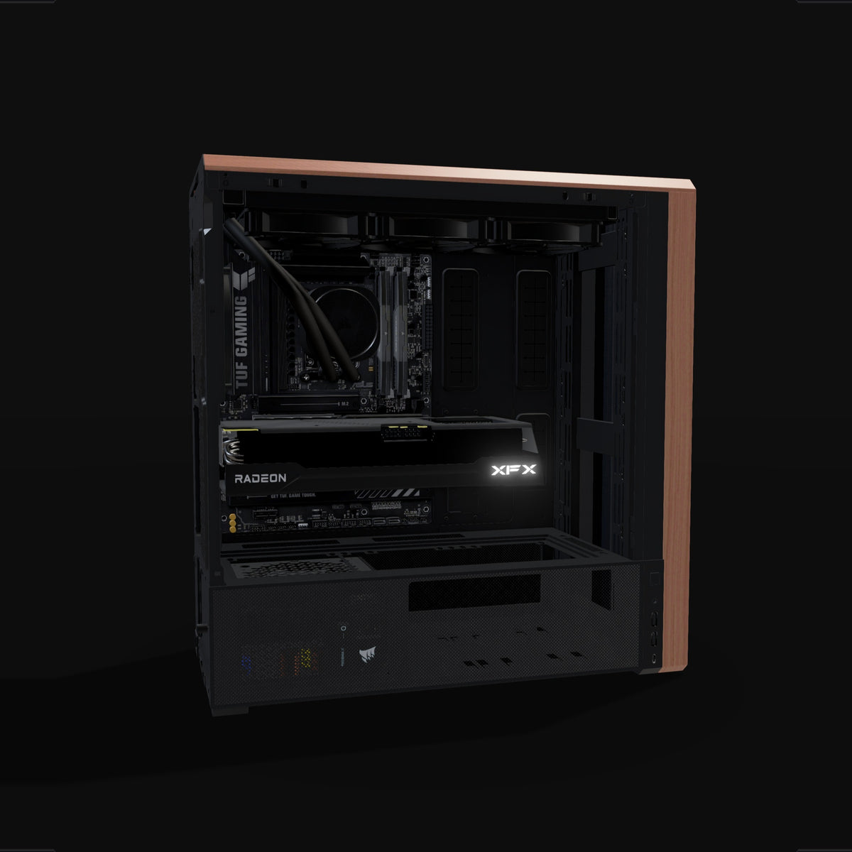 Radeon Gaming PC Midrange – 3D rendering, side view