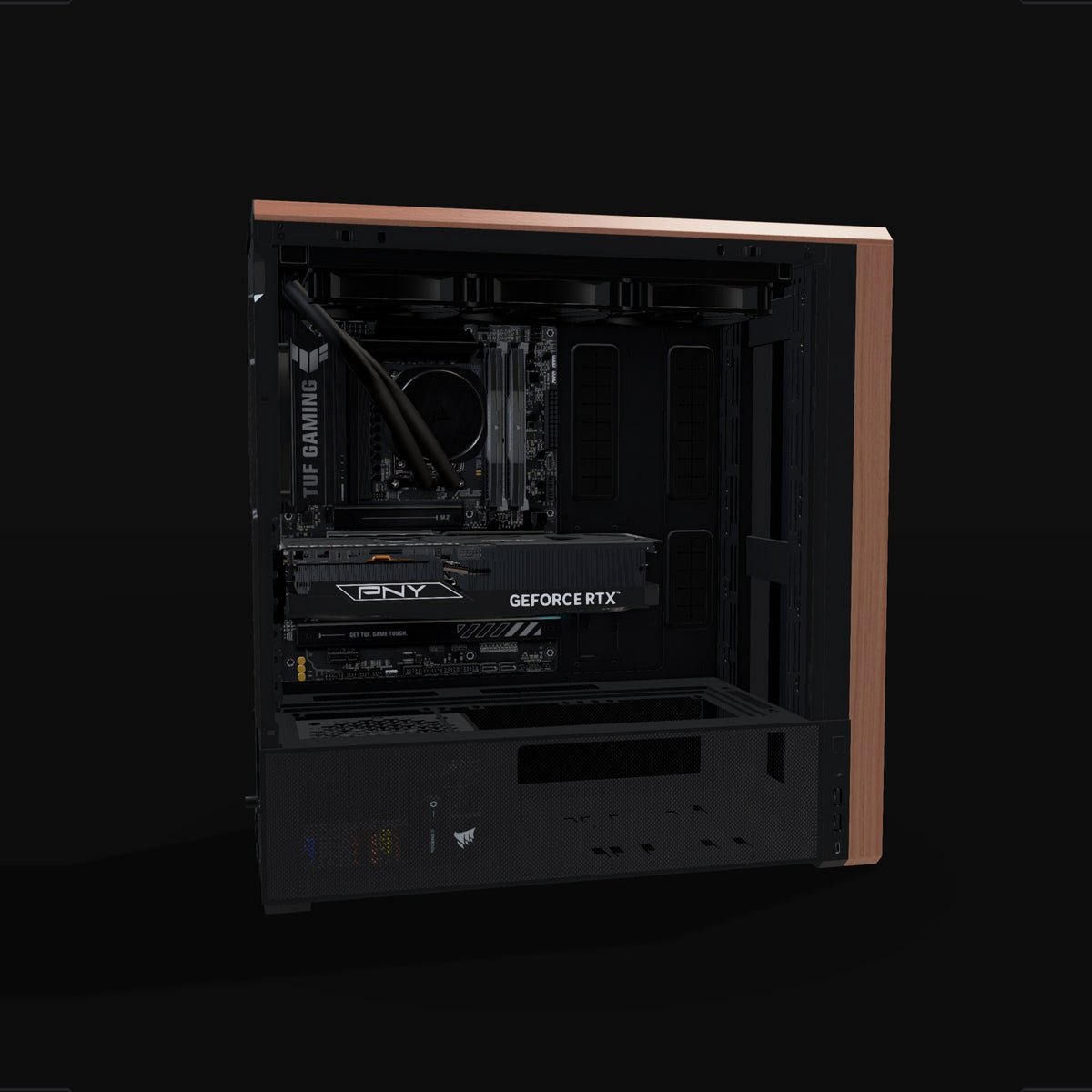 Pixelgipfel Gaming PC Midrange – 3D rendering, side view