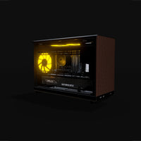 Biwak PC da gaming Midrange – rendering 3D, vista di tre quarti, RGB arancione