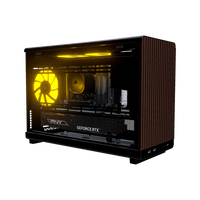Biwak Gaming-PC Midrange – 3D-Rendering schräg von vorne, RGB Orange