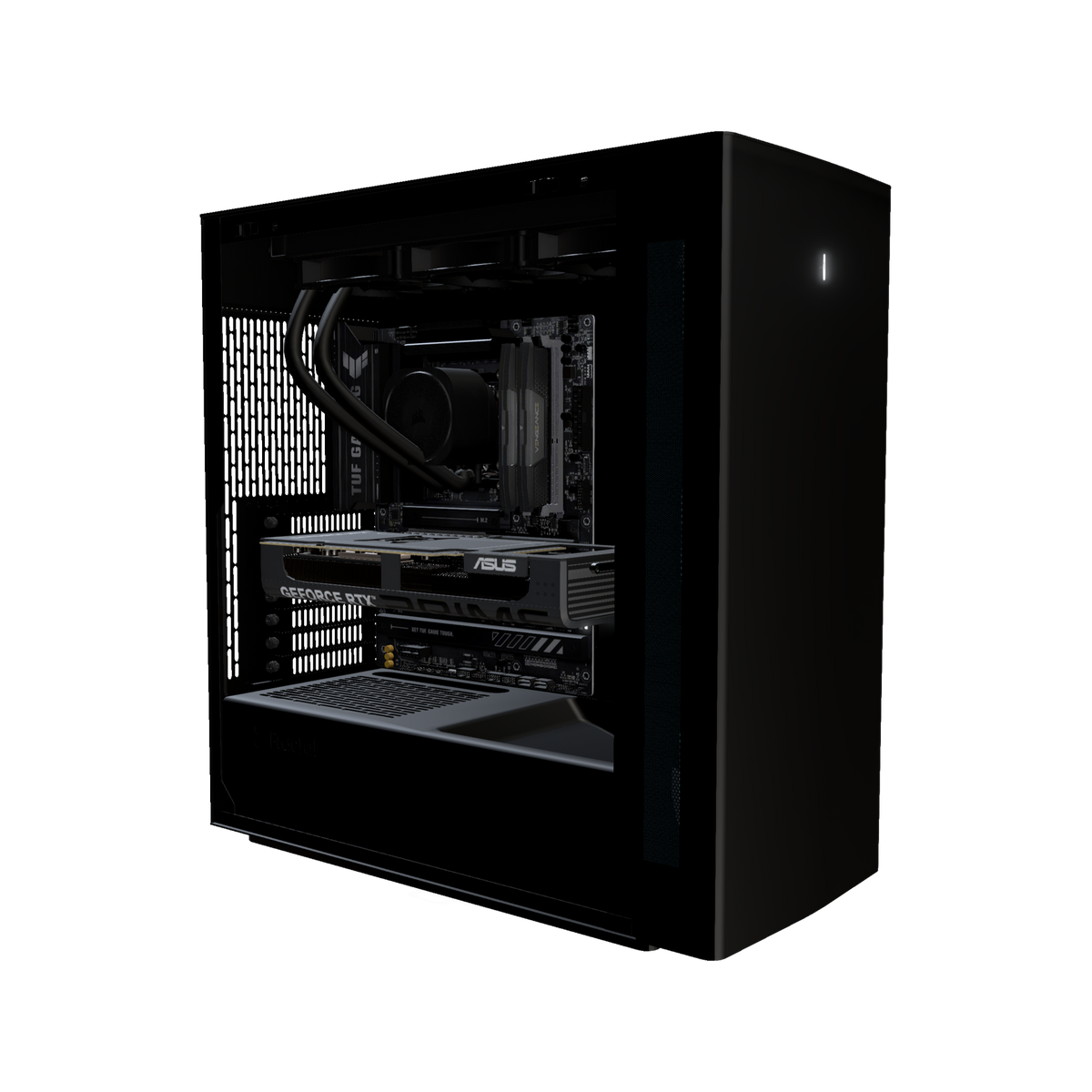 Silent Gaming PC High-End – 3D rendering, front three-quarter view