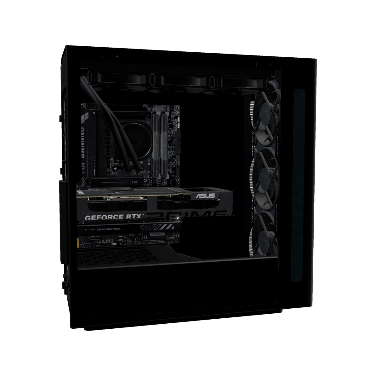 Silent Gaming PC High-End – 3D rendering, side view