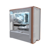 Streaming PC da gaming High-End Bianco – rendering 3D, vista di tre quarti, RGB blu ghiaccio