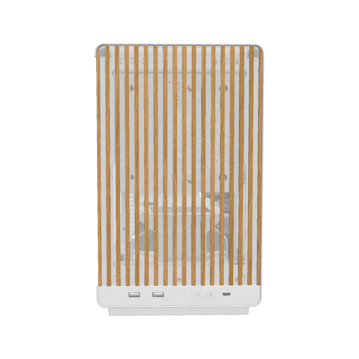 Biwak Gaming PC Midrange White – 3D rendering, front view, RGB cool white