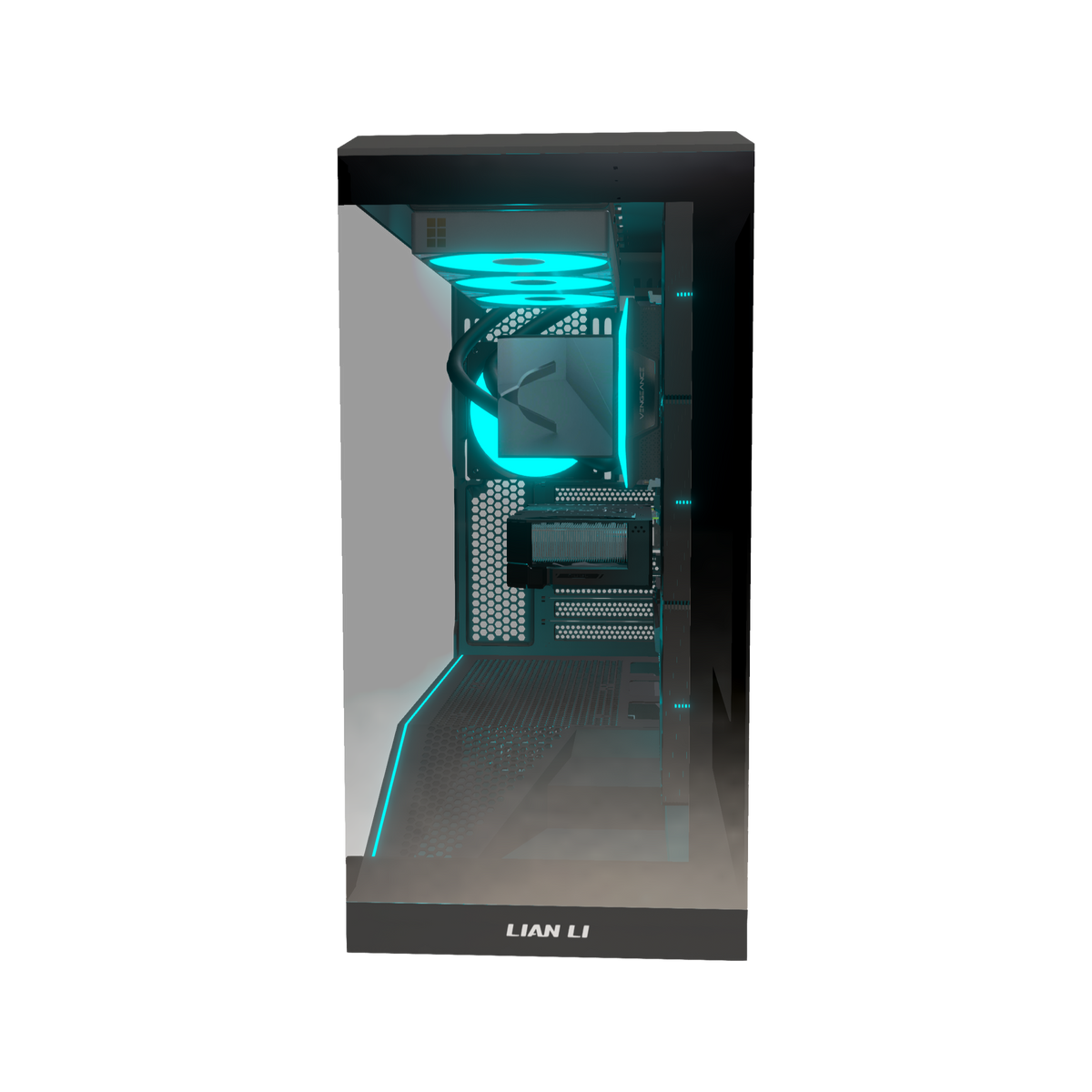 Hype Gaming-PC Einsteiger – 3D-Rendering von vorne, RGB Cyan
