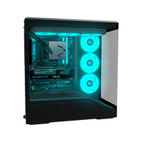 Hype Gaming-PC Einsteiger – 3D-Rendering von der Seite, RGB Cyan