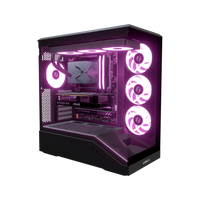 Hype Gaming-PC Einsteiger – 3D-Rendering schräg von vorne, RGB Magenta