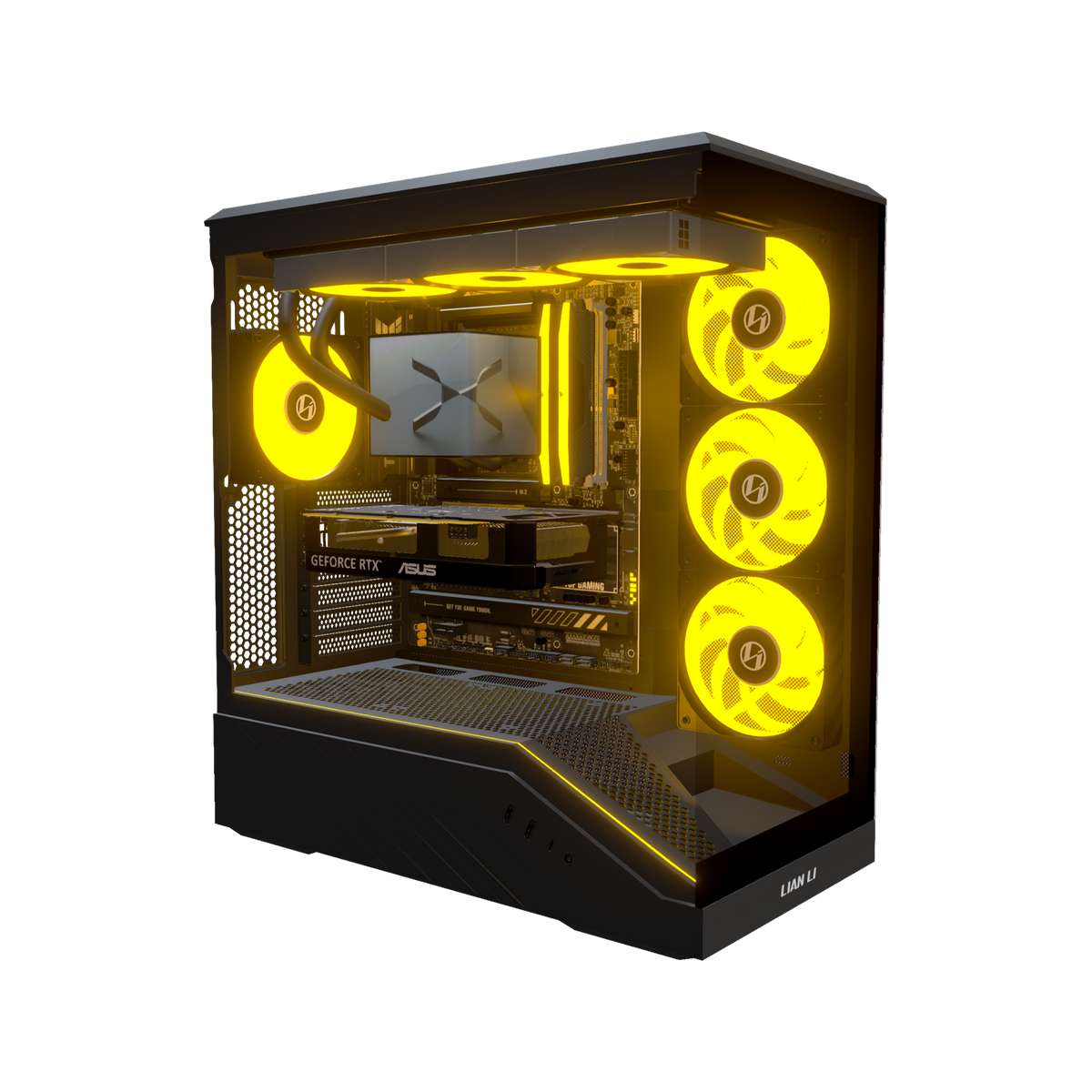 Hype Gaming-PC Einsteiger – 3D-Rendering schräg von vorne, RGB Orange