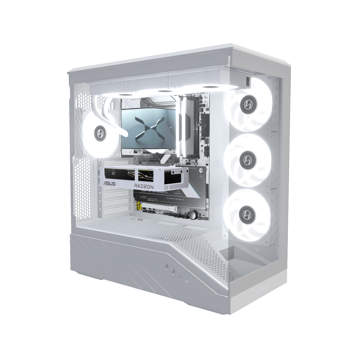 Hype Gaming-PC Einsteiger Weiss – 3D-Rendering schräg von vorne, RGB Kaltweiss