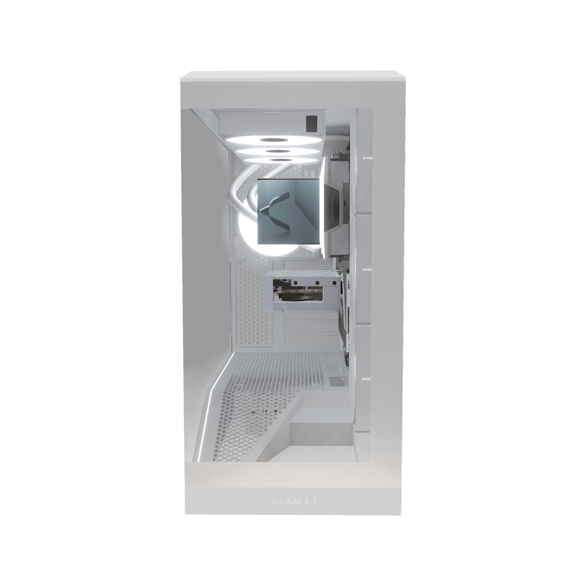Hype Gaming-PC Einsteiger Weiss – 3D-Rendering von vorne, RGB Kaltweiss