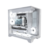 Hype Gaming-PC Midrange Weiss – 3D-Rendering schräg von vorne, RGB Kaltweiss