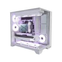 Hype Gaming-PC Midrange Weiss – 3D-Rendering schräg von vorne, RGB Lavendel