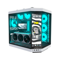 Hype Gaming-PC High-End – 3D-Rendering schräg von vorne, RGB Cyan