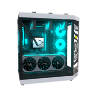 Hype Gaming-PC High-End – 3D-Rendering von der Seite, RGB Cyan