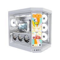 Hype Gaming PC High-End White – 3D rendering, front three-quarter view, RGB cool white