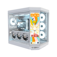 Hype Gaming PC High-End White – 3D rendering, front three-quarter view, RGB ice blue
