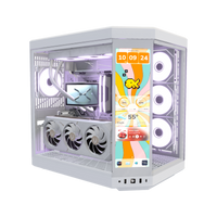 Hype Gaming PC High-End White – 3D rendering, front three-quarter view, RGB lavender